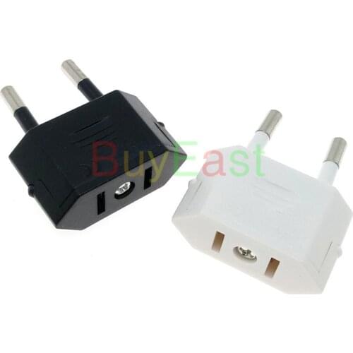 EU to US Travel Adapter AC125V 6A, AC250V 3A Black White CE