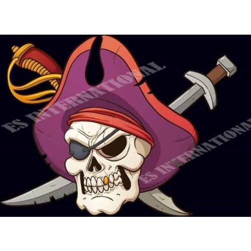 Pirate Flag 3X5 ft custom Jolly Roger PURPLE HAT EYE PATCH SKULL AND CROSS SWORDS fleet Banner 90x150cm FP21