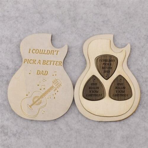Personlized guitar picks box set engraved wooden plectrum Guitar mediator customized 3pcs QS0061 dropshipping 2020 gift box