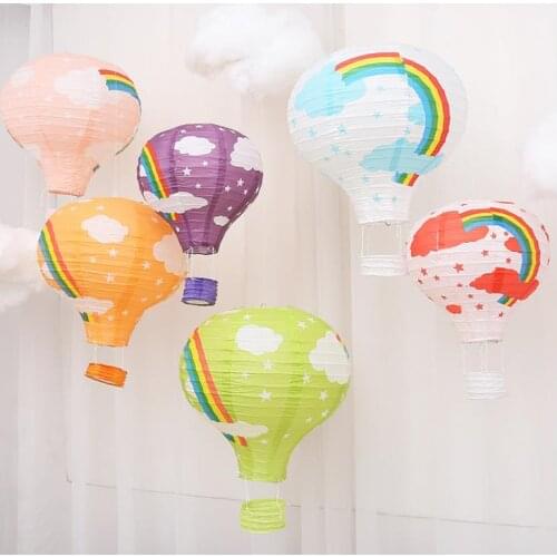 Hot Air Balloon Decoration Rainbow 3D Ceiling Hanging Garland Lantern Baby Shower Kids Birthday Wedding Party decor 12'' 16
