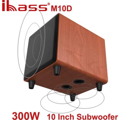 IBASS M10D 10 Inch Wooden Active Subwoofer High Power 300W Strong Super Bass Speaker Powerful Woofer Audio Multimedia Music