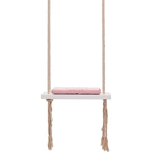Ins Swing Hanging Chair Childrens Room Decoration Solid Wood Board Cotton Rope Toys Household Ceiling Hanging Swing Mobili