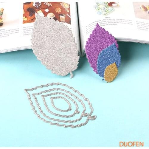 DUOFEN METAL CUTTING DIES 030261 4pcs elm leaves cutout lace hollow embossing stencil DIY Scrapbook Paper Album 2018 new