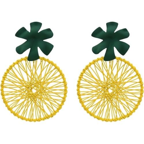 Fashion Geometric ring ferris wheel disc long earrings log braided exaggerated trendy temperament earring women Jewelry