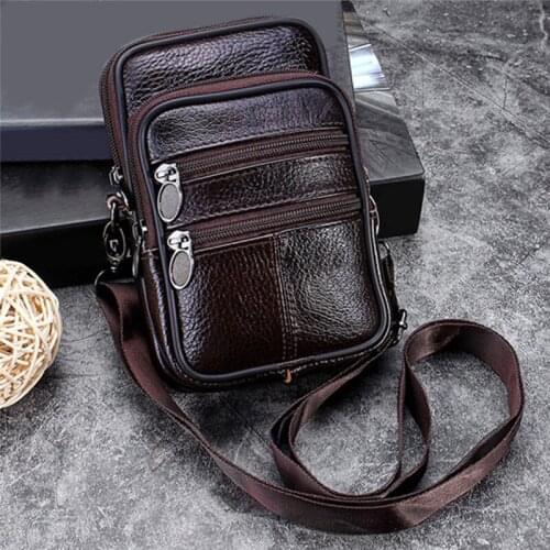 Men Shoulder Bag PU Leather Vintage Zipper Crossbody Bags Fashion Male Business Travel Bag