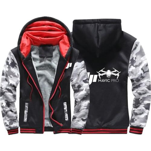 Mens 2021 Dji Mavic Pilot Logo Zipper Sweatshirt Winter Leisure Warm Thicken Punk Mens Long Sleeve Jacket Custom Hoodies