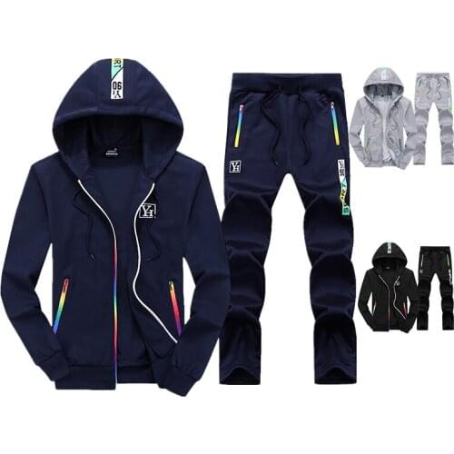 Sets Tracksuit Men Autumn Winter Hooded Sweatshirt Drawstring Outfit Sportswear 2021 Male Suit Pullover Two Piece Set Size S-4XL