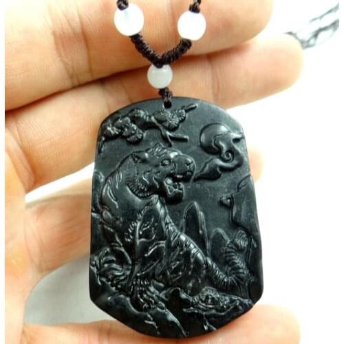 Natural stone Quartz crystal Chinese hand-carved statue of tiger amulet pendant for diy jewelry making Necklace Accessories S15
