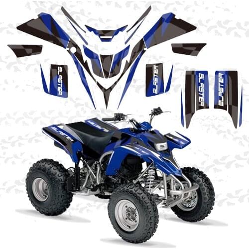 NICECNC New Black Blue Graphic Background Decal Sticker Kit For Yamaha Blaster YFS 200 YFS200 1998 1999 2000 2001 2002 2003-2006
