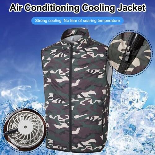 Cooling Vest Summer Air Conditioning Cool Coat with 2 USB Powered Fans Outdoor Sun Protection Vest