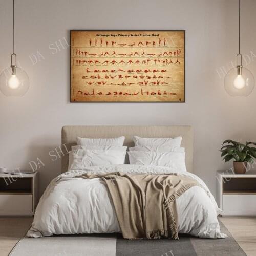 Yoga Poster, Ashtanga Yoga Primary Series Practice Sheet, Yoga Lovers Art Print, Yoga Poses Wall Art, Practice Yoga From Home