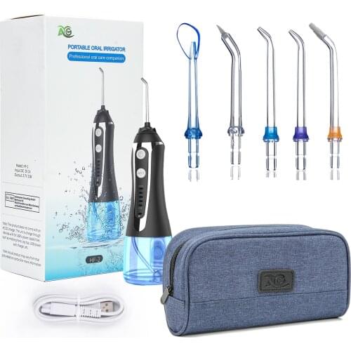 AG portable oral irrigator usb rechargeable water flosser Dental Water Jet 300ML 5Models Water Tank Waterproof Teeth Cleaner