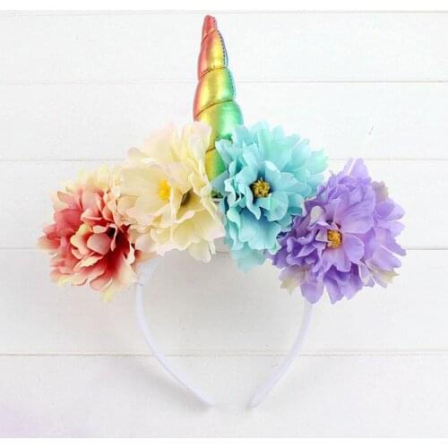 Floral Headband Shiny Ears Flower Headdress for Adults Christmas Party Cosplay Costume