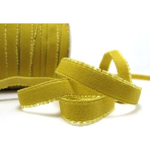 CLEARANCE|6Yards 3/8 Inch Yellow Picot Edge Decorative Pattern Lingerie Elastic|Headband Elastic|Skinny Narrow Stretch Lace