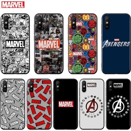 Silicone Cover Marvel Logo Avengers For Xiaomi Redmi K40 K30i K30T K30S K20 10X GO S2 Y2 Pro Ultra Black Phone Case