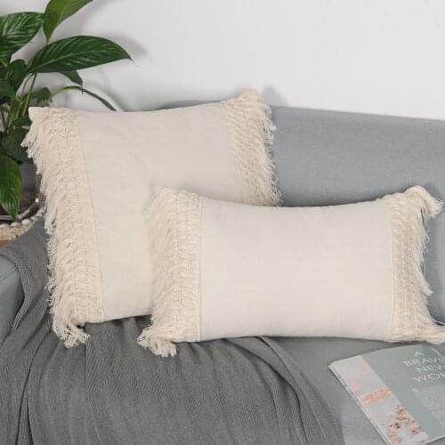 Nordic Cotton Canvas With Tassel Living Room Throw Cushion Cover Sofa Pillowcover Office Outdoors Decoration Pillowcase 40786