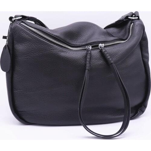 Female Bag Big Capacity Soft Genuine Leather Shoulder Bags For Women Half Moon Handbag Fashion Wide Shoulder Strap Crossbody Bag