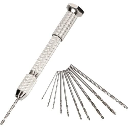 Woodworking Drilling With Keyless Chuck +10pc Twist Drill Bit High precision Hand Drill Mini Rotary Tools