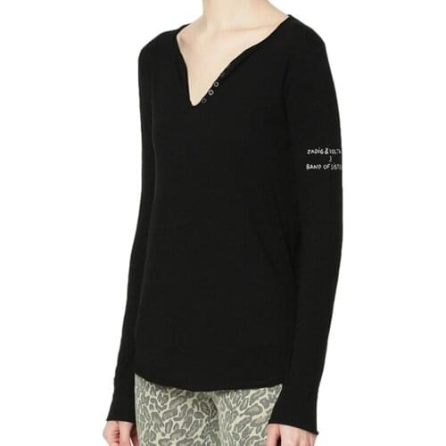 2021 New Autumn Fashion Female Brand T-shirt Loose High Quality Women Tee V Neck Print Cotton Casual Elegant Ladies Tops T279