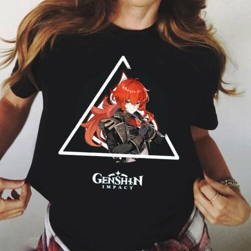 New T-shirts Women 2021 Vogue Vintage Tshirts Genshin Impact Women O Neck Short Sleeve Genshin Impact Lady Girl Funny Hipster
