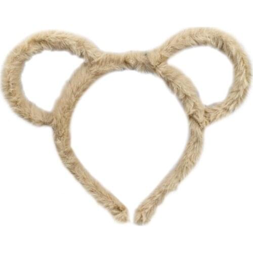 Women Winter Thick Plush Headband Round Mouse Bear Ears Makeup Hair Hoop Bandana
