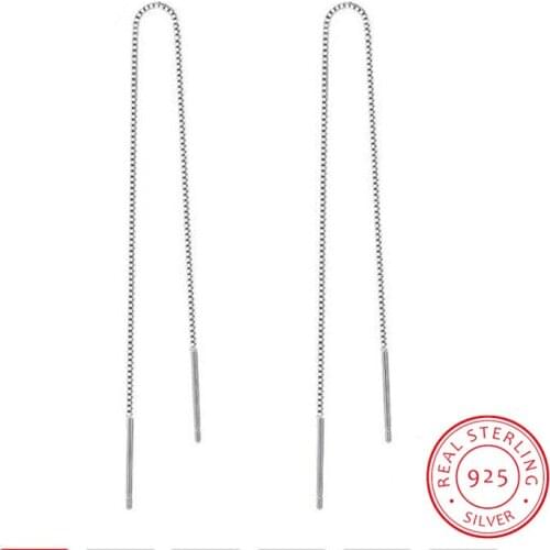 925 Sterling Silver Long Tassel Earrings 9cm-18cm Chain Ear Line Earrings For Women boucle d'oreille oorbellen S-E76