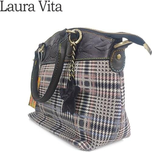 Laura Vita 2020 Women Bags Design PU+Leather Shoulder Bag Luxury Crossbody Bag YH181106-C
