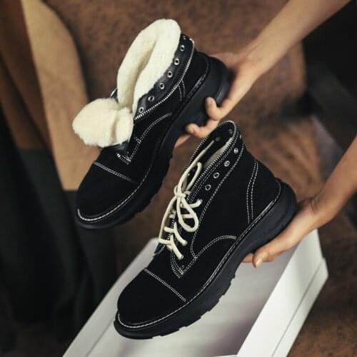 Women Winter shoe Boots 2020 New Genuine Leather Ladies Short Boots Wool Warm Non-slip Student Women Ankle Boots