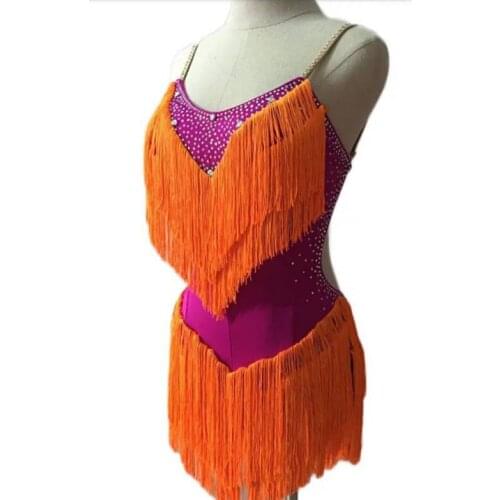 New style latin dance costume sexy stones tassel latin dance dress for women latin dance competition dresses