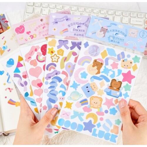 Dimi 1 PC Glossy Ribbon Stickers Label Decorative Scrapbook Paper DIY Creative Stationery Kawaii School Supplies For Girl Gift