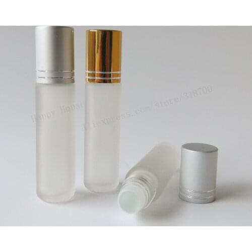 20 x 10ml Empty Portable frosted clear glass roll on bottle 10cc roll-on perfume bottle 1/3 oz Roller Cosmetic Package