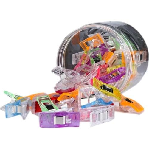 50 pcs Sewing Craft Quilt Binding Colorful Plastic Clips Clamps Pack For Patchwork Sewing Crafts Cardigan Clip Pince Couture