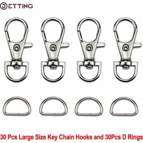 60Pcs/Set Silver Metal Lobster Trigger Swivel Clasp Hooks Clip Buckle For Bag Parts & Accessories (30pcs Clasps +30pcs D Ring )