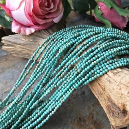 Loose beads green turquoise 2/3mm round 15" for DIY jewelry making FPPJ wholesale beads nature gem stone