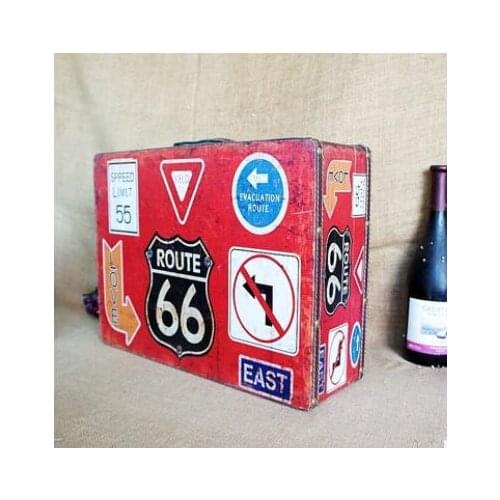 Home decoration British vintage leather box antique wooden box home decoration photography props factory direct