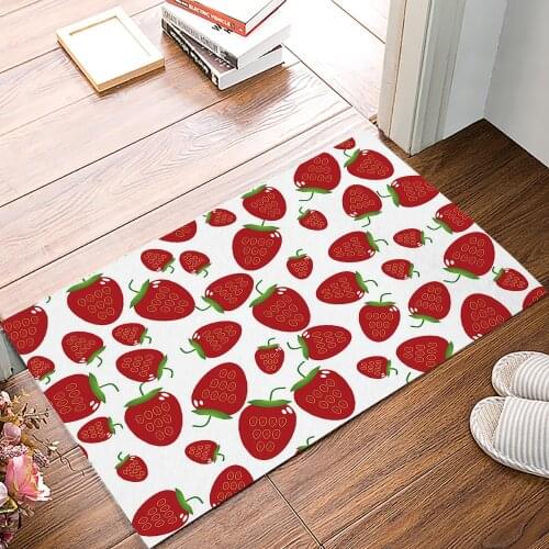 Strawberry Pattern Family Doormat Kitchen Living Room Floor Rug Bathroom Non-slip Foot Mat Entrance Hall Welcome Carpet