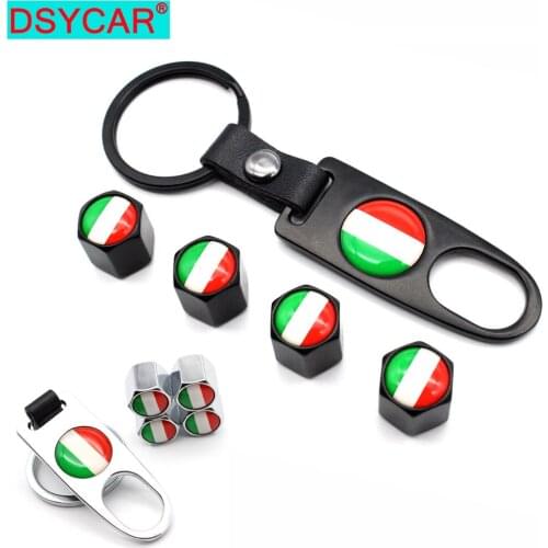 DSYCAR 4pcs Zinc Alloy Anti-theft Car Wheel Tire Valve Caps Stem Air+1pcs Leather buckle Wrench Auto Car Wheels Tires Parts
