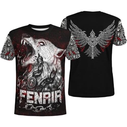 Jesus Tattoo Fenrir 3D All Over Printed t-shirts for men/women Short-sleeved Summer Casual O-neck Tops Daily Cosplay Streetwear