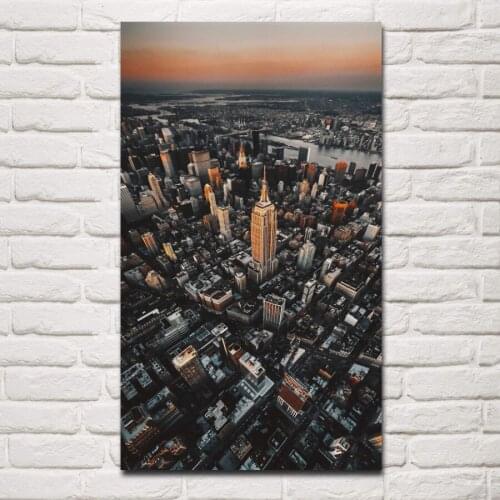 Empire cityscape State Building Aerial View vertical living room home decor wall art print wood frame fabric posters KH030
