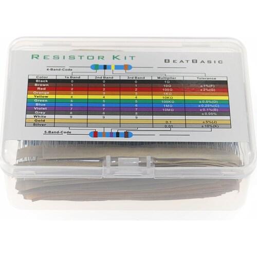 1280pcs/box 64values x 20pcs Resistor Kit 1/4W 1% Metal Film Resistor Assortment Kit Set 1ohm - 10mohm resistor samples kit