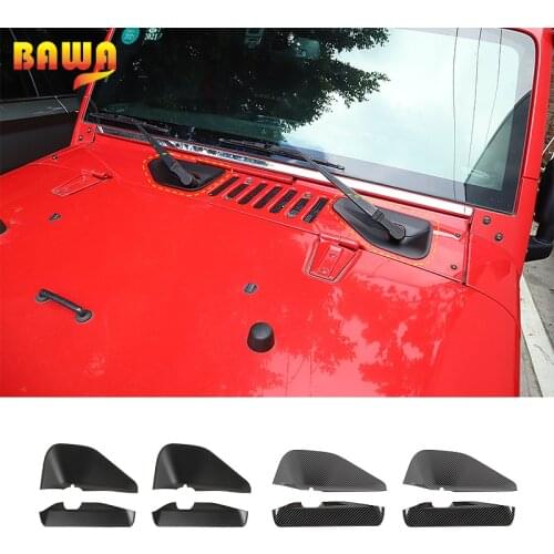 BAWA Car Front Rear Windshield Wiper Arm Blade Decoration Base Cover Kit Exterior Accessories For Jeep Wrangler JK 2007-2017