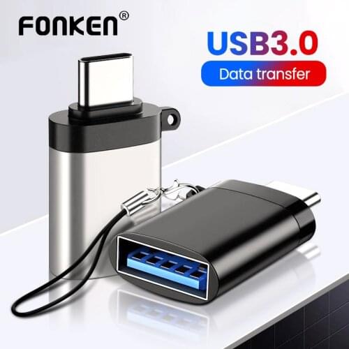 FONKEN USB Type C OTG Adapter Type-C To USB Converter for USB C PD Charger Mouse keyboard flash Disk Portable Keychain OTG Plug