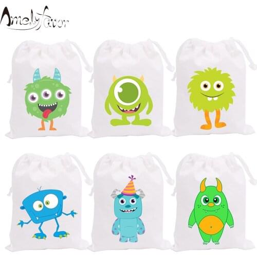 Monsters Theme Party Bags Candy Bags Gift Bags mini Monster Decorations Baby Shower Event Birthday Party Container Supplies