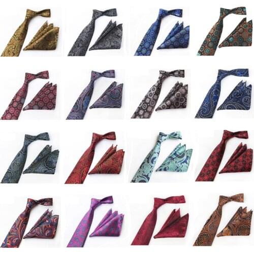 Mens Fashion Geometric Floral Paisley Necktie Handkerchief Pocket Square Set BWTHZ0502