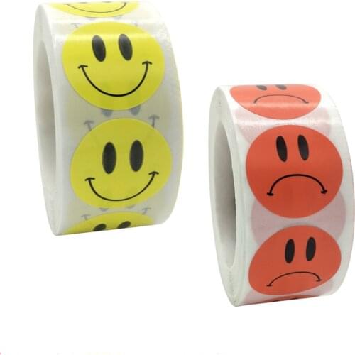 Smiley Face Sticker 500 Pcs/roll for Kids Reward Sticker Yellow Dots Labels Happy Smile Face Sticker Kids Toys