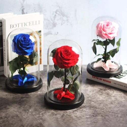 New Red Eternal Life Immortal Flower Pink The Beauty And The Beast Rose Glass Dome Mothers Day Valentines Day Christmas Gift