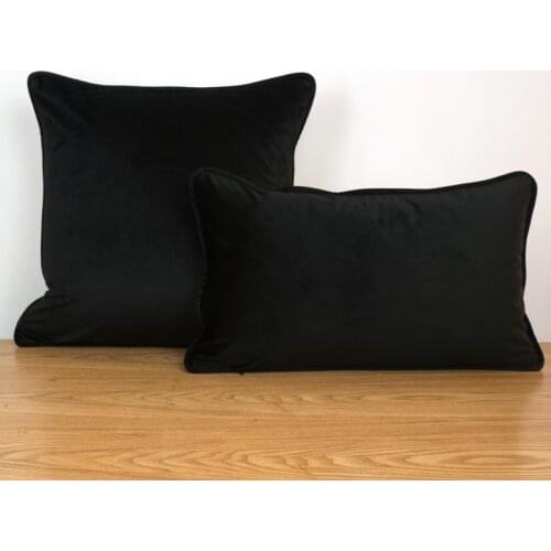 Piping Design Black Velvet Cushion Cover Pillow Case Soft Throw Pillow Cover No Balling-up Without Stuffing