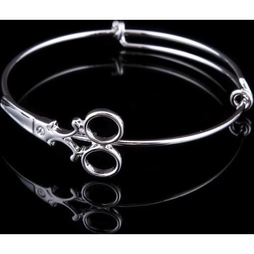 Expandable Hairdresser Scissor Bangle Bracelets Adjustable Classic Famous Scissor United Kingdom Gold G/F yellow white select