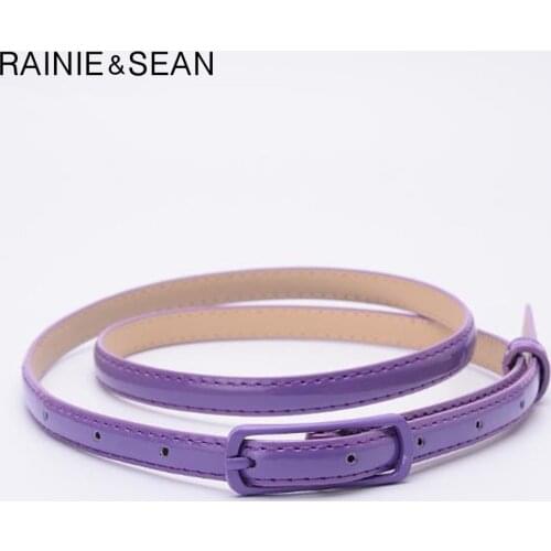 RAINIE SEAN Thin Leather Women Belt Pin Buckle Belt For Dresses Ladies Purple Ladies Fashion Belt Female Strap