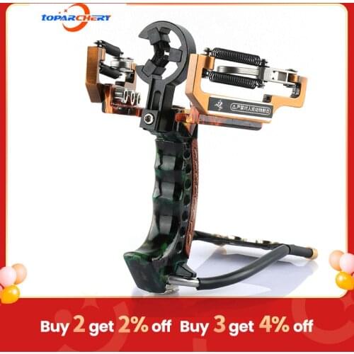 Powerful Fishing Slingshot With Wrist Rest For Outdoor Hunting Fishing Alloy Microfibre Leather Slingshot High Velocity Catapult